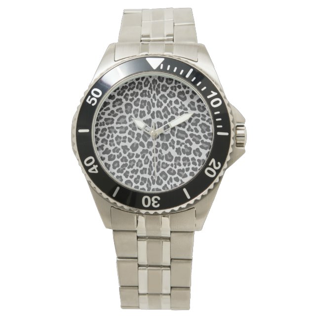 Leopard Gray and Light Gray Print Watch (Front)