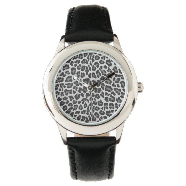 Leopard Gray and Light Gray Print Watch (Front)