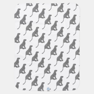Leopard Gray and Light Gray Silhouette Baby Blanket