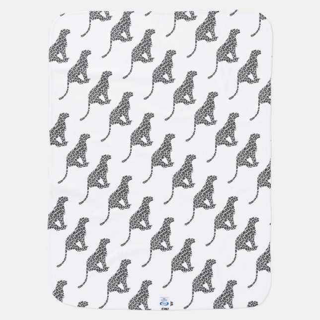 Leopard Gray and Light Gray Silhouette Baby Blanket (Back)