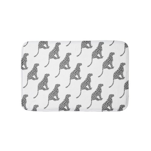 Leopard Gray and Light Gray Silhouette Bathroom Mat