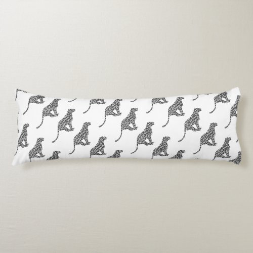 Leopard Gray and Light Gray Silhouette Body Pillow