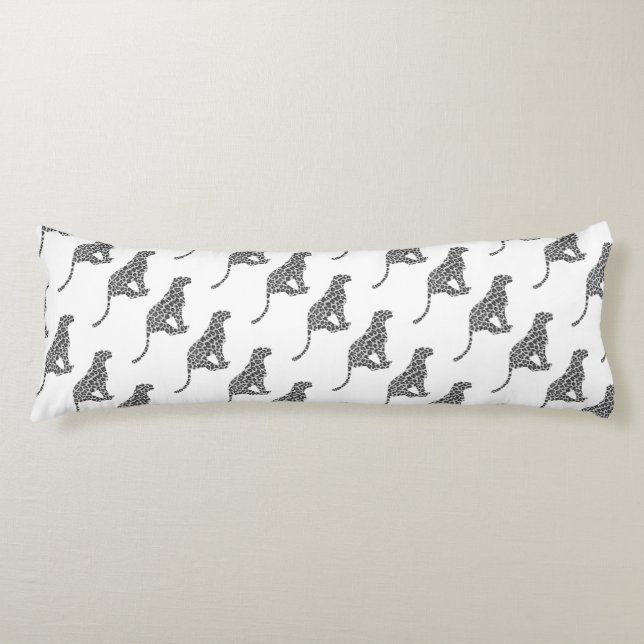 Leopard Gray and Light Gray Silhouette Body Pillow (Front)