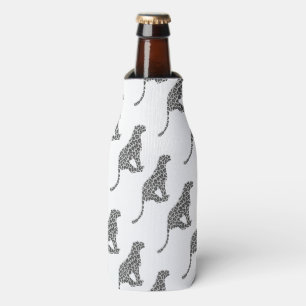 Leopard Gray and Light Gray Silhouette Bottle Cooler