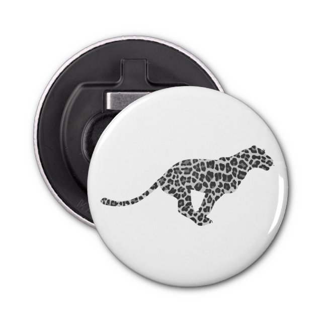 Leopard Gray and Light Gray Silhouette Bottle Opener (Front)