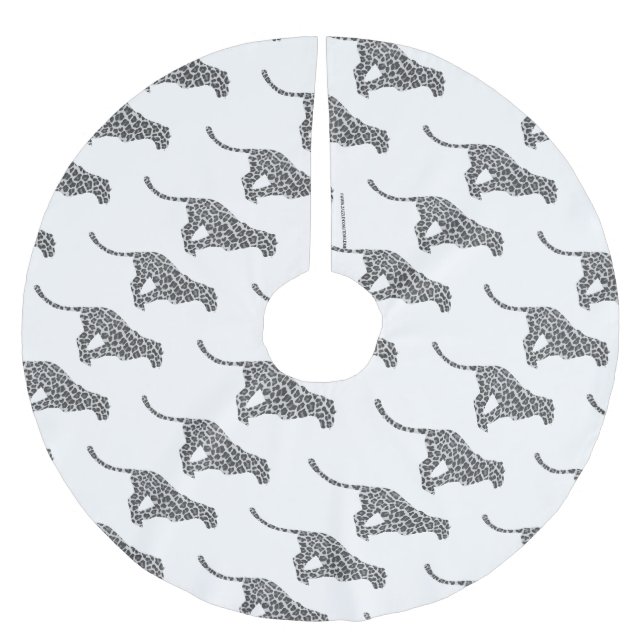Leopard Gray and Light Gray Silhouette Brushed Polyester Tree Skirt (Front)