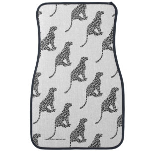 Leopard Gray and Light Gray Silhouette Car Floor Mat