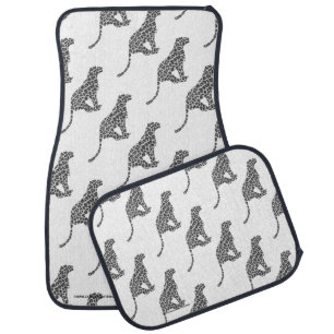 Leopard Gray and Light Gray Silhouette Car Mat