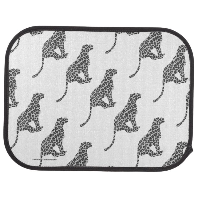 Leopard Gray and Light Gray Silhouette Car Mat (Rear)