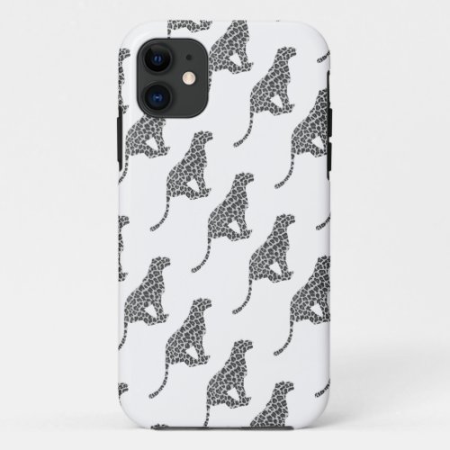 Leopard Gray and Light Gray Silhouette iPhone 11 Case