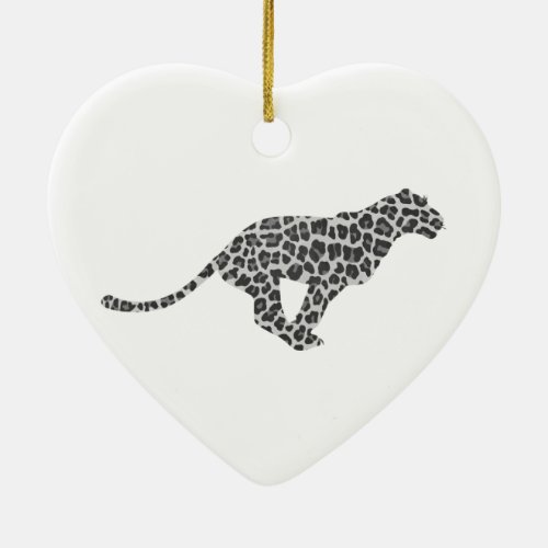 Leopard Gray and Light Gray Silhouette Ceramic Ornament