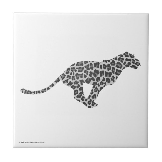 Leopard Gray and Light Gray Silhouette Ceramic Tile (Front)