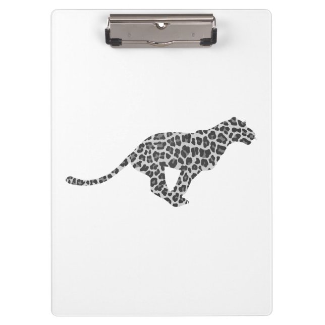 Leopard Gray and Light Gray Silhouette Clipboard (Front)