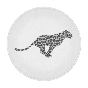 Leopard Gray and Light Gray Silhouette Cutting Board