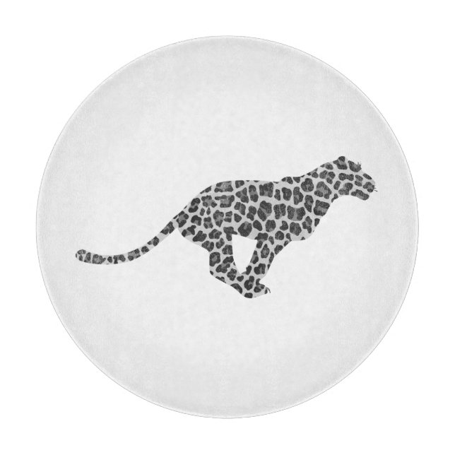 Leopard Gray and Light Gray Silhouette Cutting Board (Front)
