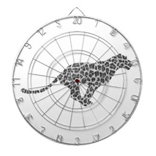 Leopard Gray and Light Gray Silhouette Dartboard With Darts