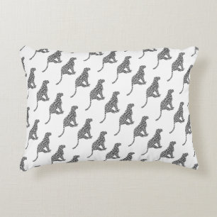 Leopard Gray and Light Gray Silhouette Decorative Pillow