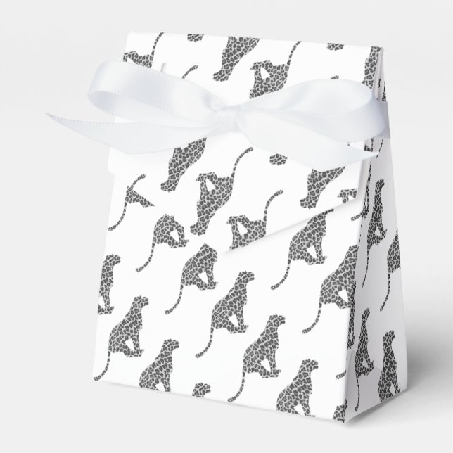 Leopard Gray and Light Gray Silhouette Favor Boxes (Front Side)