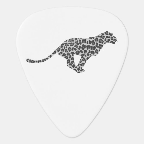 Leopard Gray and Light Gray Silhouette Guitar Pick