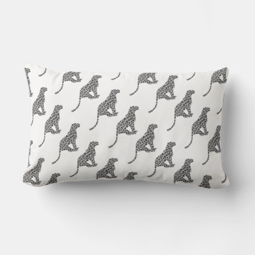 Leopard Gray and Light Gray Silhouette Lumbar Pillow