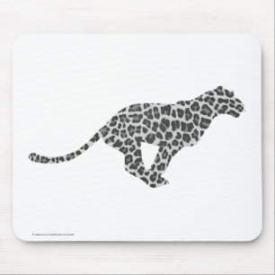 Leopard Gray and Light Gray Silhouette Mouse Pad