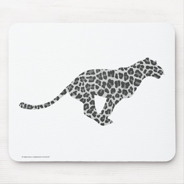 Leopard Gray and Light Gray Silhouette Mouse Pad (Front)