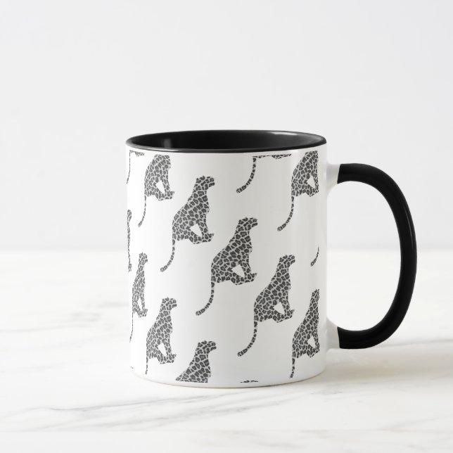 Leopard Gray and Light Gray Silhouette Mug (Right)