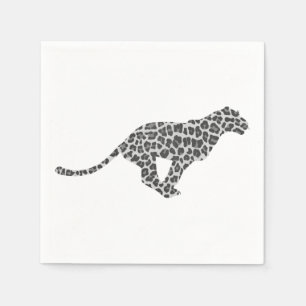 Leopard Gray and Light Gray Silhouette Paper Napkins