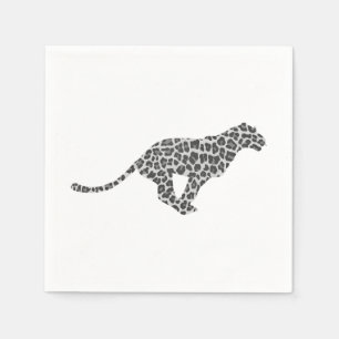 Leopard Gray and Light Gray Silhouette Paper Napkins
