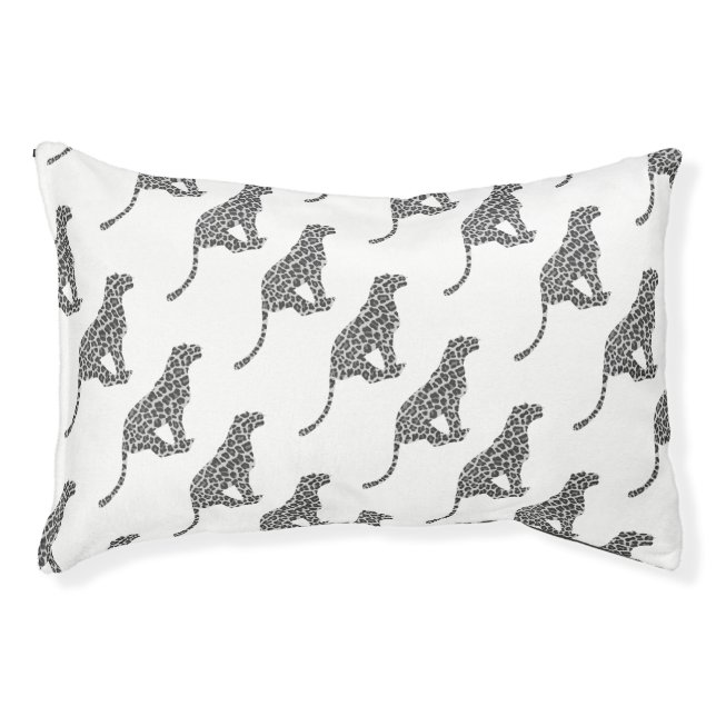 Leopard Gray and Light Gray Silhouette Pet Bed (Front)