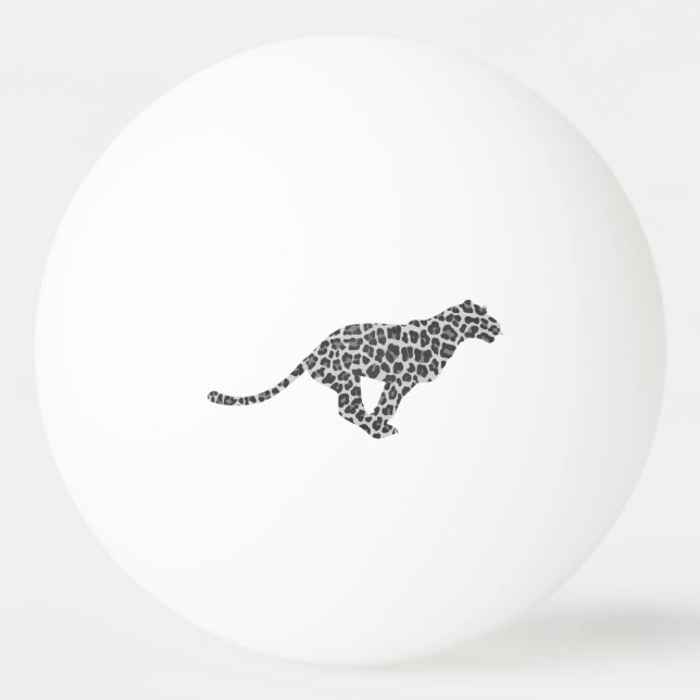 Leopard Gray and Light Gray Silhouette Ping Pong Ball (Front)