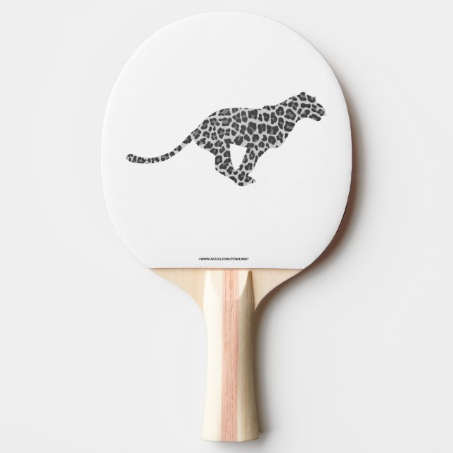 Leopard Gray and Light Gray Silhouette Ping Pong Paddle (Front)