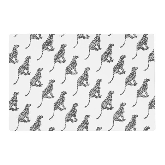 Leopard Gray and Light Gray Silhouette Placemat (Front)
