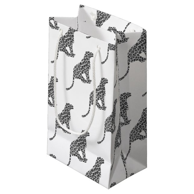 Leopard Gray and Light Gray Silhouette Small Gift Bag (Front Angled)