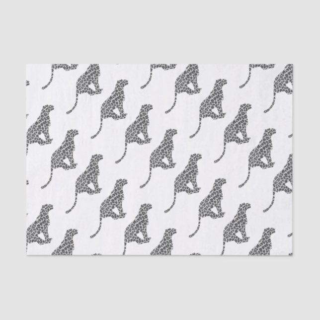 Leopard Gray and Light Gray Silhouette Tissue Paper (Front)
