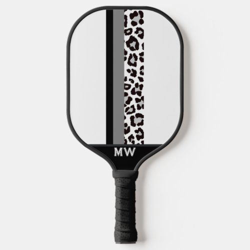 Leopard Gray  Black Monogram Pickleball Paddle