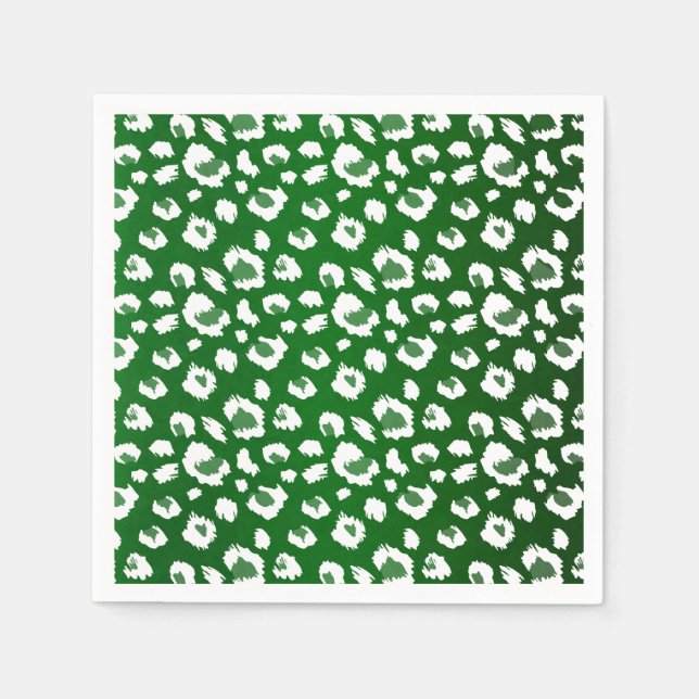 Leopard Green Animal Print Pattern Party Napkins (Front)