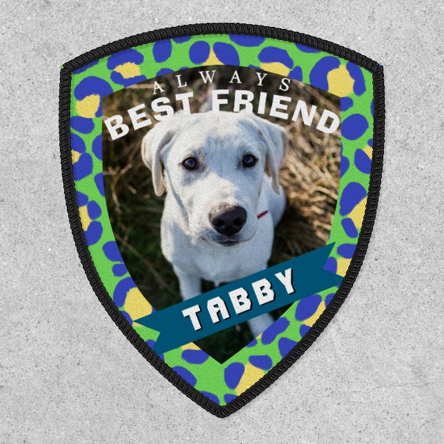 Leopard Green Blue Pet Photo Personalized Patch (Front)
