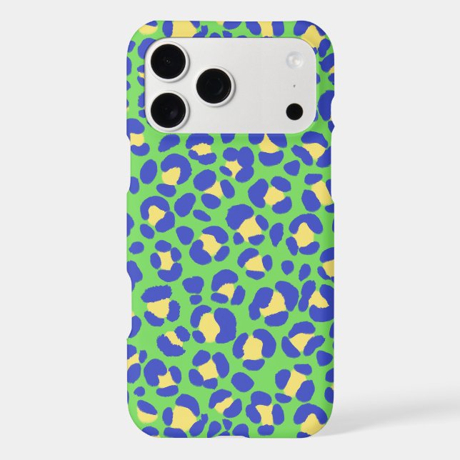 Leopard Green Blue Yellow iPhone Case (Back)