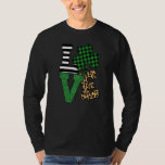 Leopard &amp; Green Buffalo Plaid Love St Patrick&#39;s Da T-Shirt