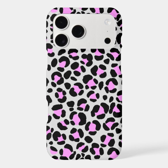 Leopard Grey Black Pink iPhone Case (Back)