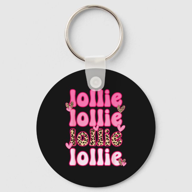 Leopard Groovy Lollie Valentine's Day Women Valent Keychain (Front)
