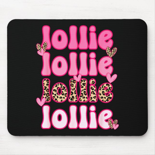 Leopard Groovy Lollie Valentine's Day Women Valent Mouse Pad (Front)