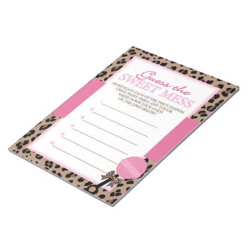 Leopard Guess The Sweet Mess Shower Game Answer Notepad