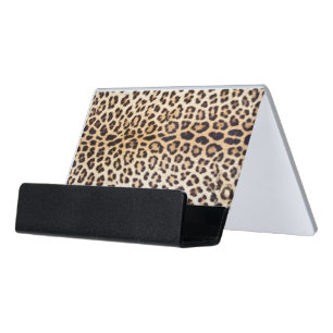 Leopard hair desk business card holder