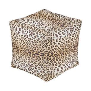 Leopard hair pouf