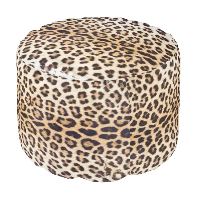 Leopard hair pouf (Angled Front)