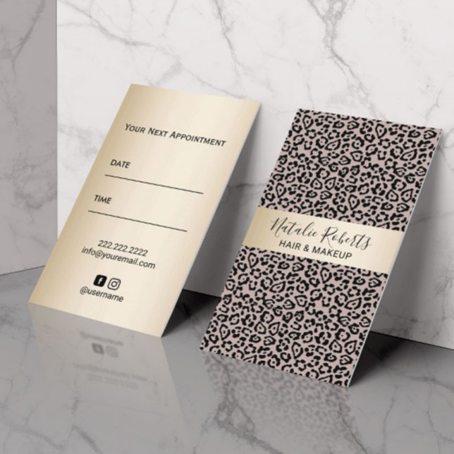 Leopard Hair Stylist Makeup Artist Appointment Card (Creator Uploaded)