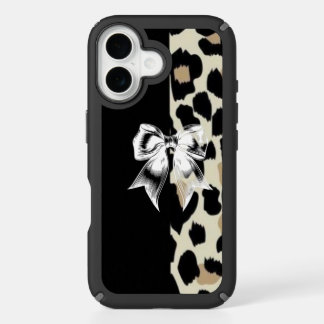 leopard, half black print design iPhone 16 case