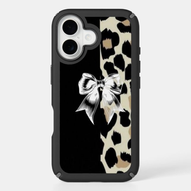 leopard, half black print design speck iPhone case (Front)